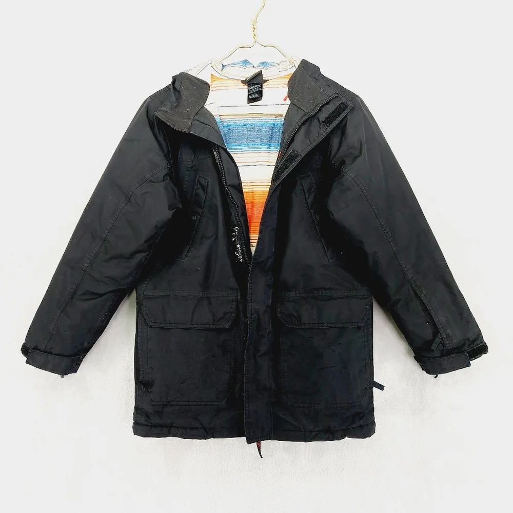 The North Face Boy Black Side Pockets Hooded Zip Up Winter Jacket Z73